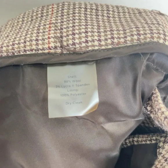 TABOTS Womens 10P Houndstooth Wide  Leg Brown Career Wool Trouser - Picture 9 of 14